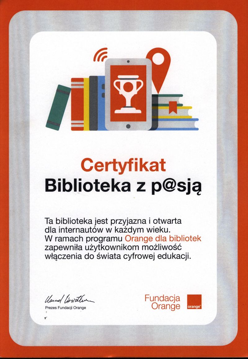 Certyfikat – Biblioteka Z P@sją