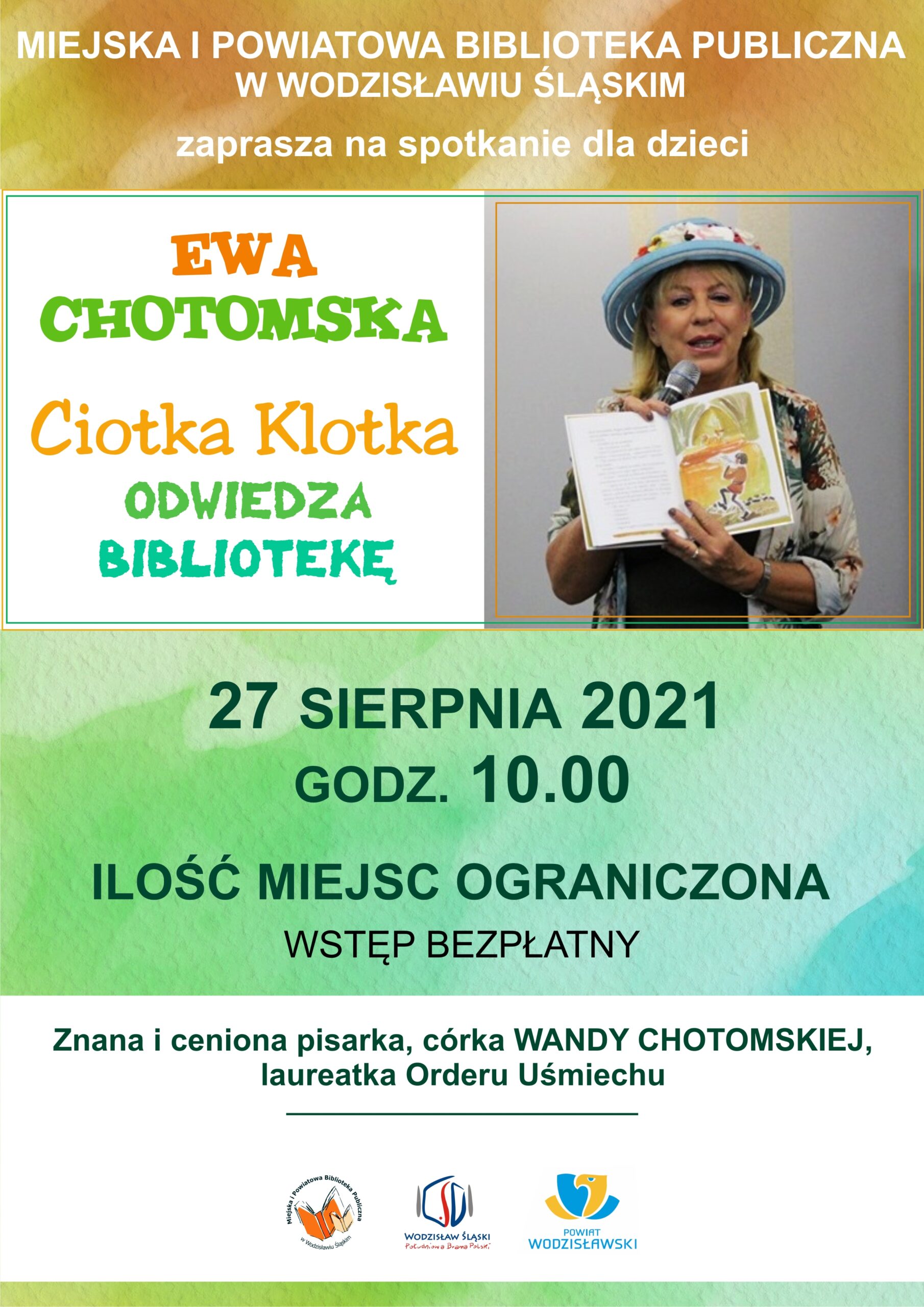 Ewa Chotomska - Ciotka Klotka odwiedza Bibliotekę, spotkanie autorskie - 27 sierpnia 2021, godz. 10.00