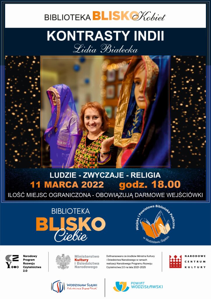 Kontrasty Indii, Lidia Białecka - 11 marca 2022, godz. 18.00 - Projekt: Biblioteka BLISKO Ciebie