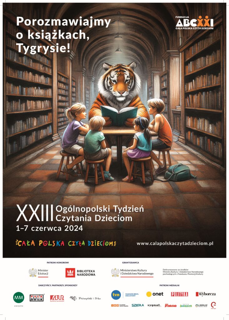 XXIII Ogólnopolski Tydzień Czytania Dzieciom - Porozmawijmy o książkach, Tygrysie! - plakat
