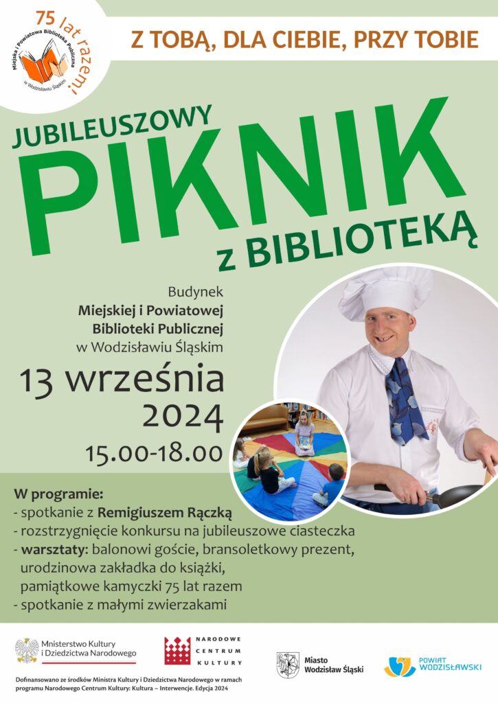 Jublieuszowy Piknik z Biblioteką 2024 (MiPBP) - plakat